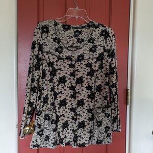 Gudrun Sjoden Flower Pattern Tunic Top -- Size Small